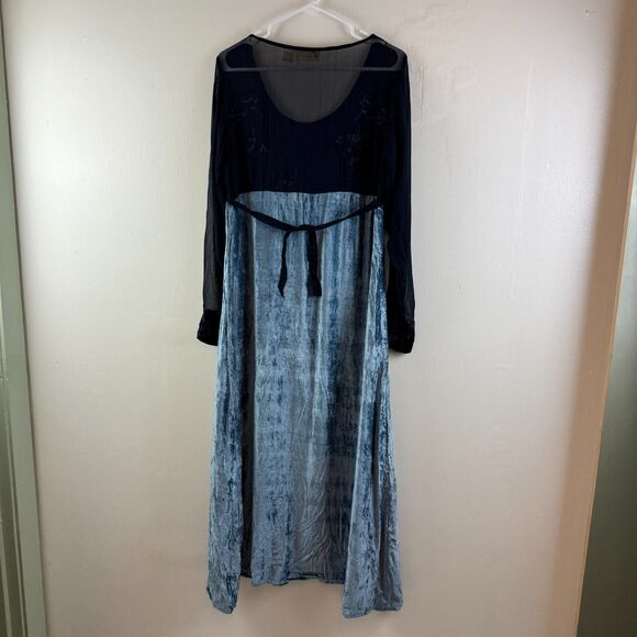 Vintage Nataya Na-Ta-Ya Maxi Dress Blue Forest Fairy Renaissance Embroidered M - Picture 8 of 14